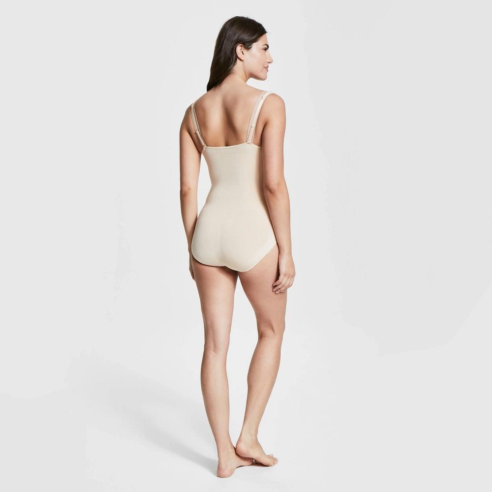 ASSETS by SPANX Womens Remarkable Results Open-Bust Brief Bodysuit - Beige 1X Product Image