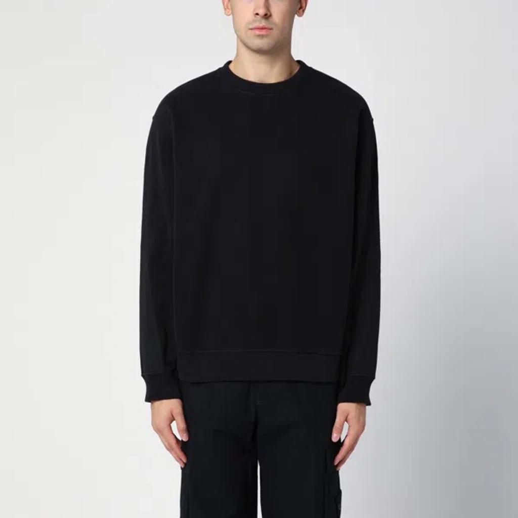 STONE ISLAND Black Cotton Crewneck Sweatshirt Product Image