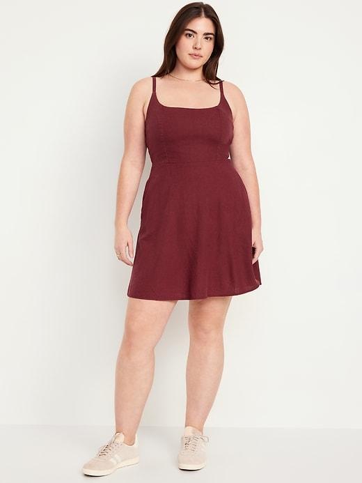 Fit & Flare Linen-Blend Mini Dress Product Image