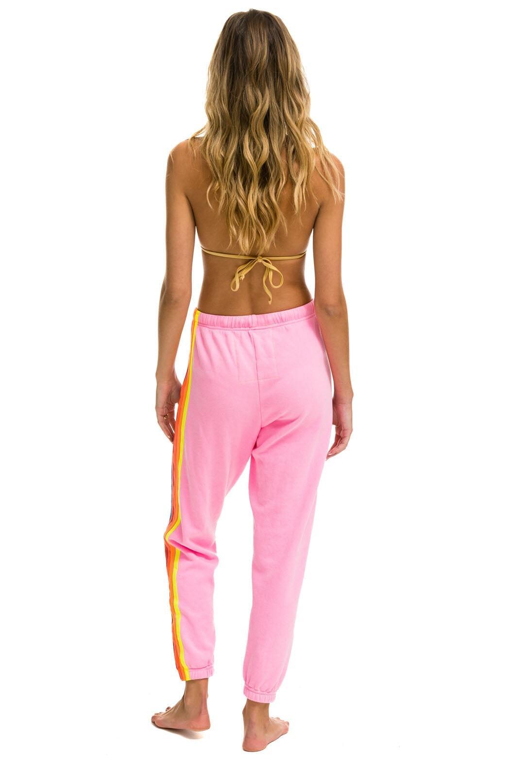 5 STRIPE SWEATPANTS - NEON PINK // NEON RAINBOW Female Product Image