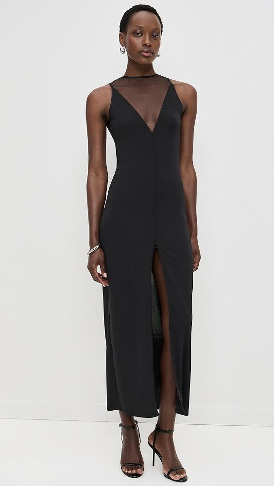 Fleur du Mal Rose Spine Embroidery High Slit Maxi Dress | Shopbop Product Image