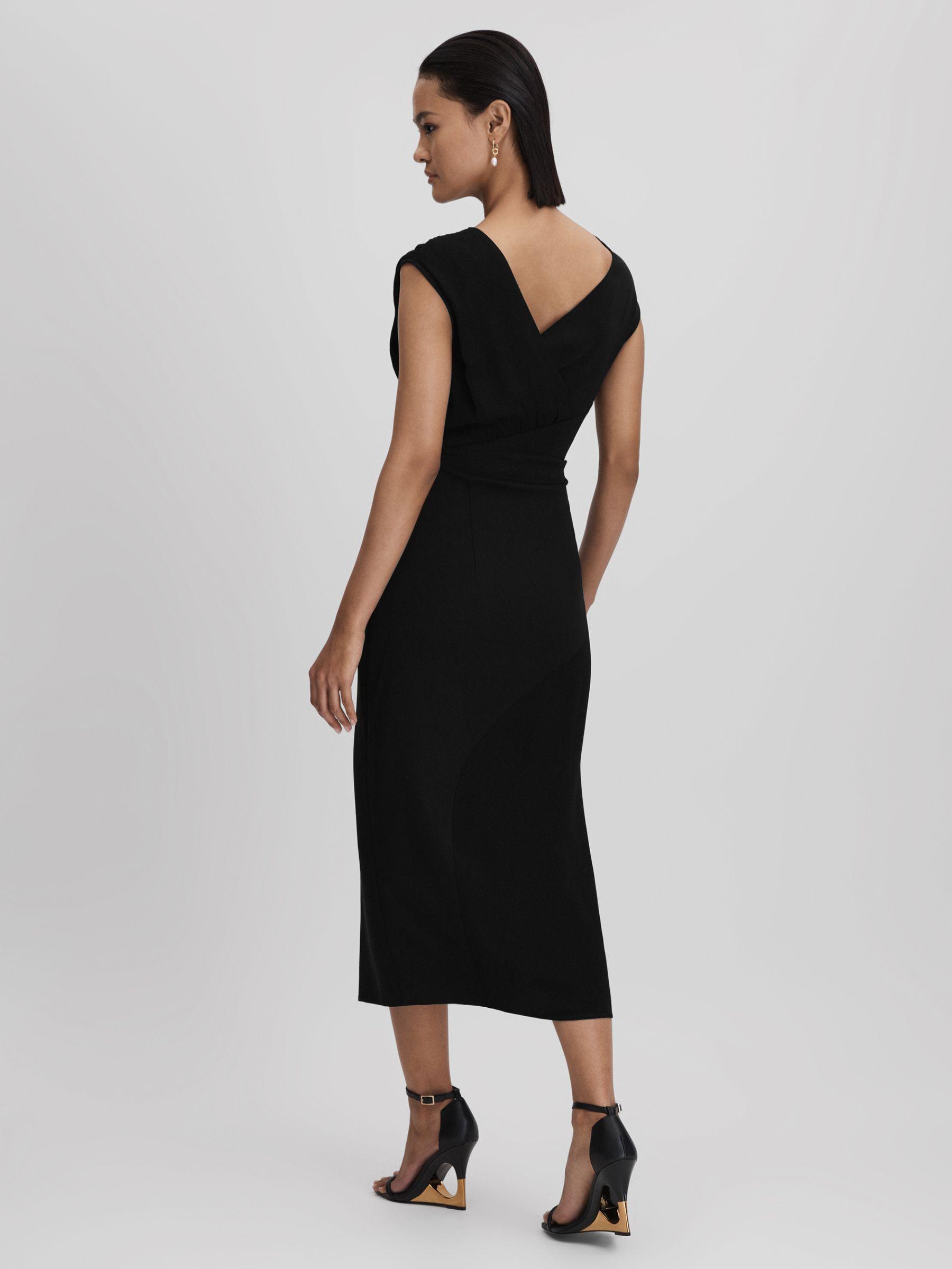 Asymmetric Bodycon Midi Dress in Black Product Image