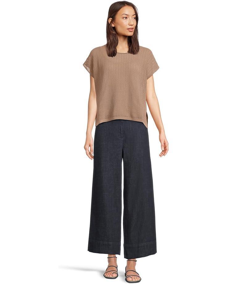 Fine Stretch Jersey Knit Crew Neck Square Top Product Image