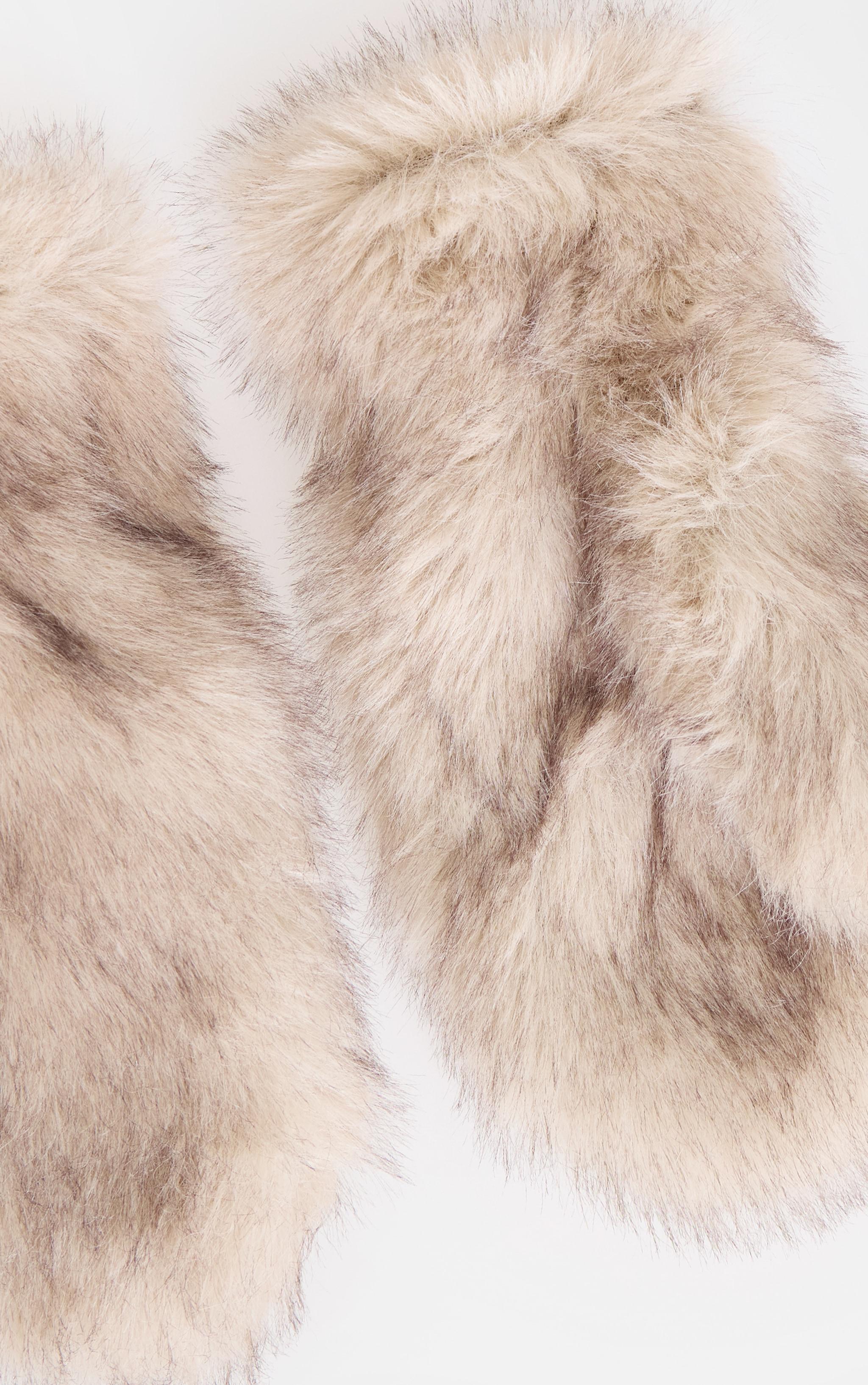 Beige Faux Fur Fleece Lined Mittens Product Image