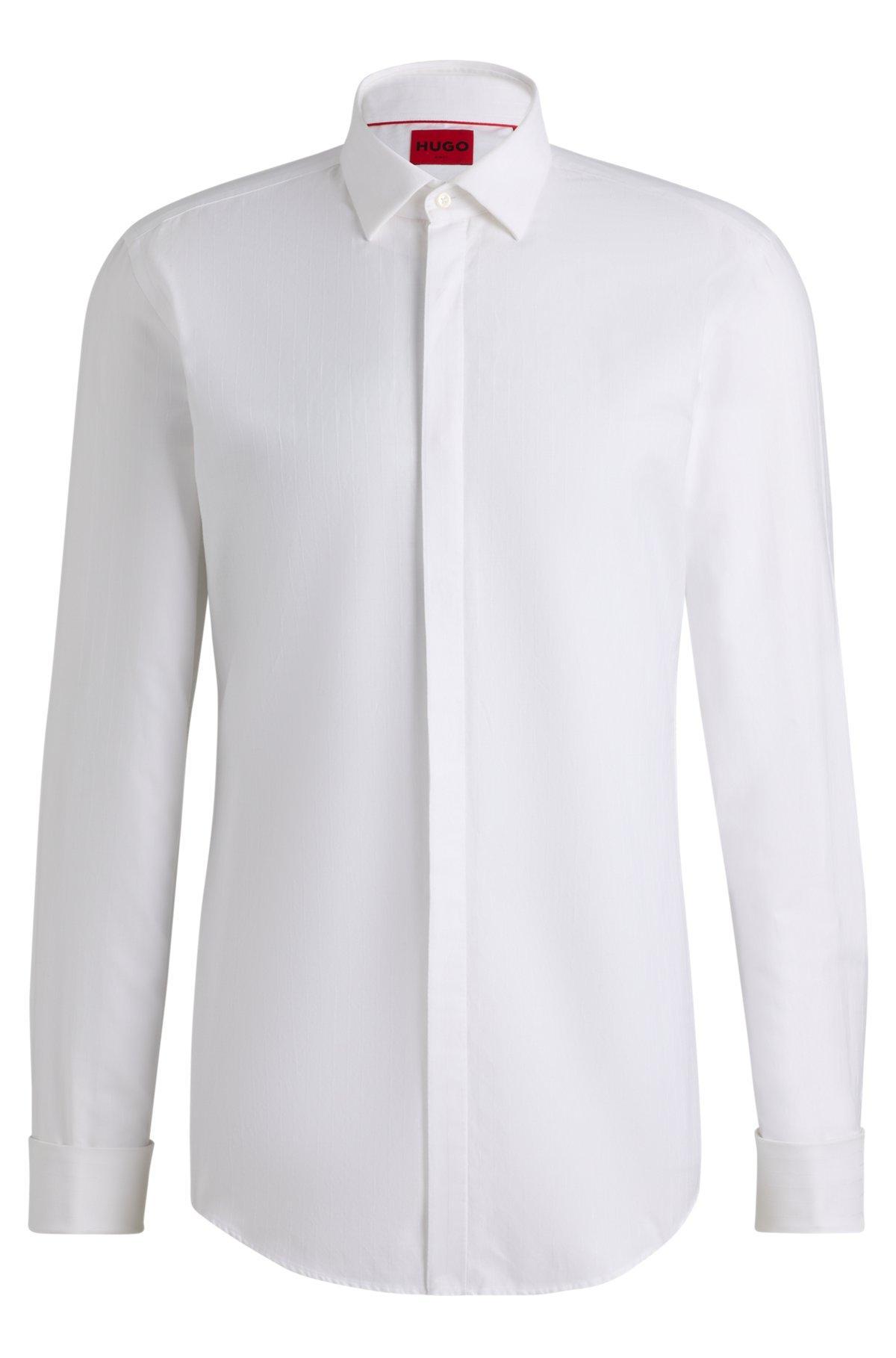 Slim-fit shirt in a striped cotton blend Product Image