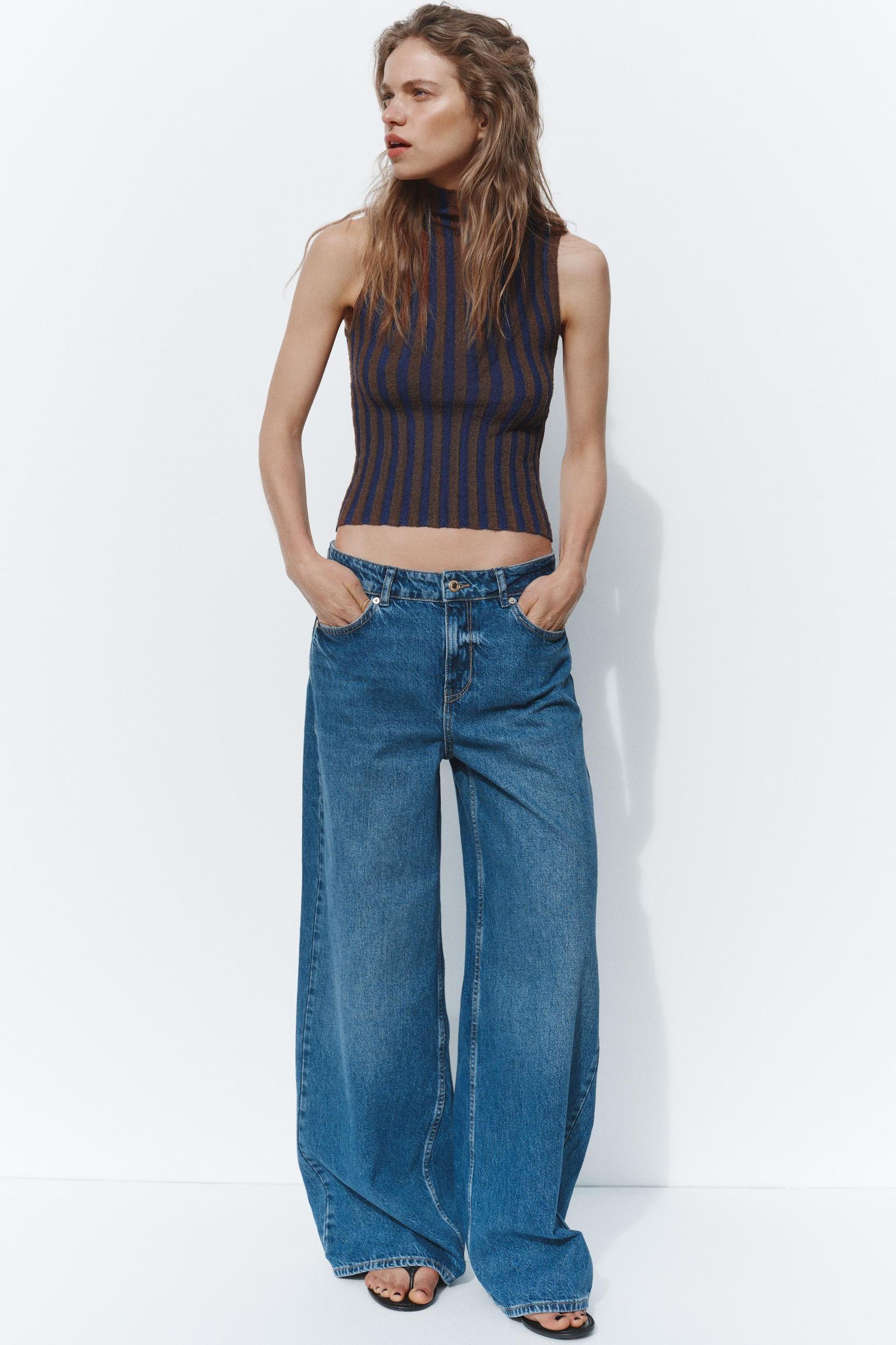 STRIPED CROPPED KNIT TOP Product Image