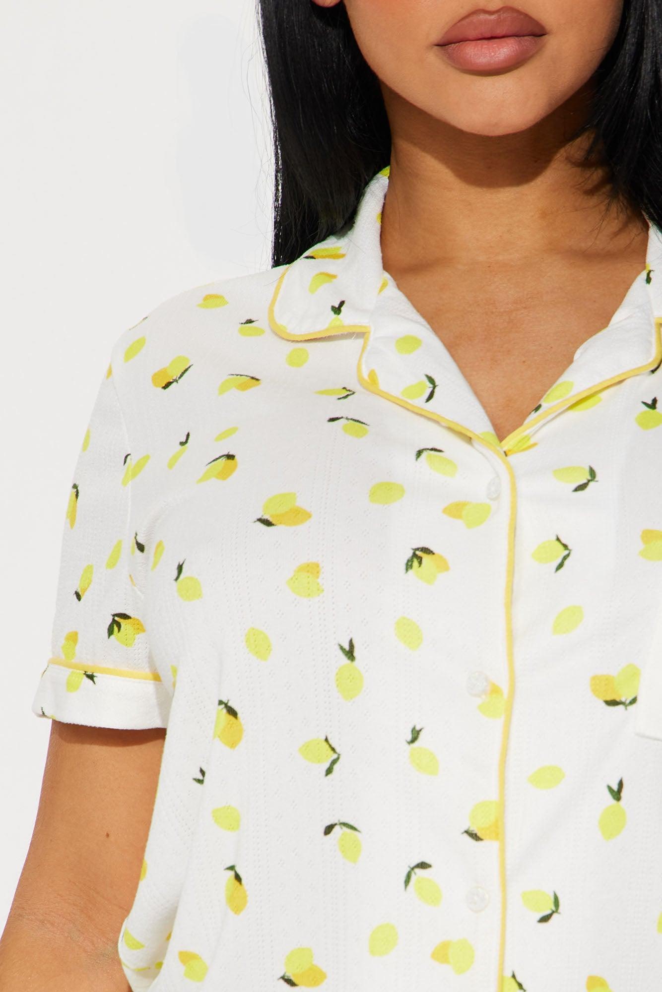 Lemonade Dreams Pointelle Short Sleeve PJ Short Set - Yellow/combo Product Image