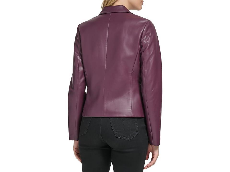 Calvin Klein PU One-Button Jacket (Port) Women's Clothing Product Image