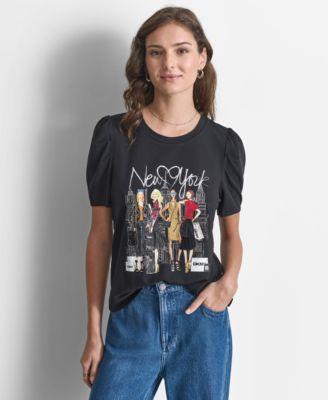 Dkny Womens New York Girl Graphic Crewneck Top Product Image