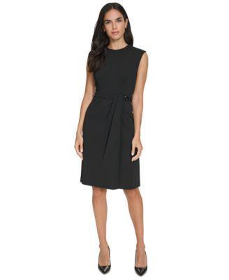 Calvin Klein Womens Sleeveless Chain-Embellished Sheath Dress Product Image