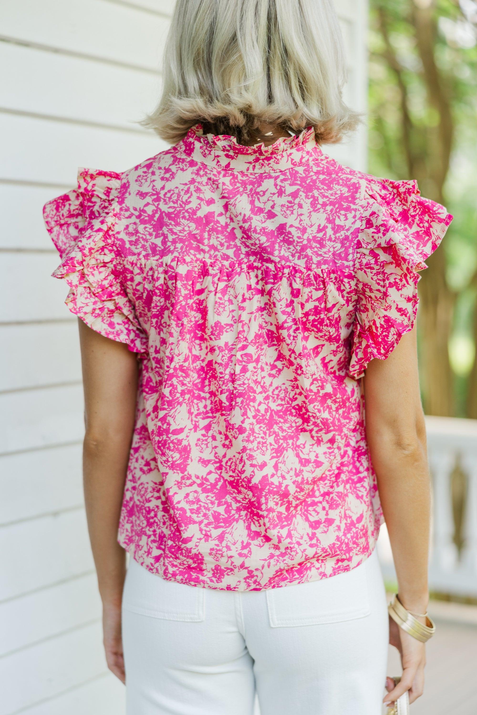 Can't Move On Pink Floral Blouse Female Product Image