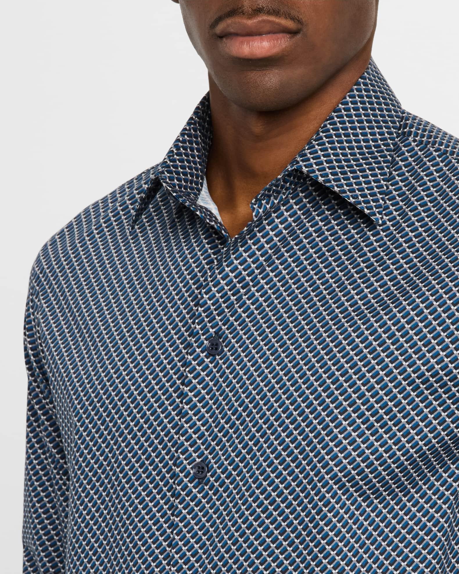 Men's Stretch Poplin Geometric Sport Shirt Product Image