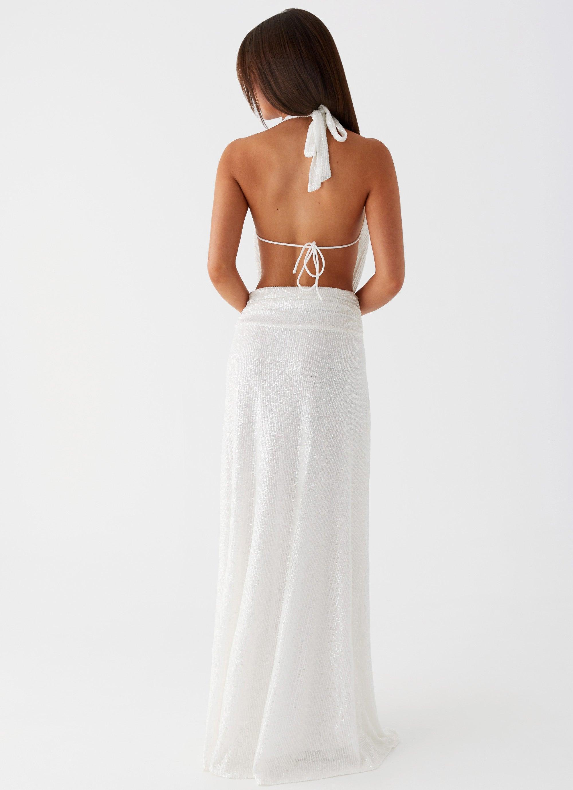 Elysia Sequin Maxi Dress - White Product Image