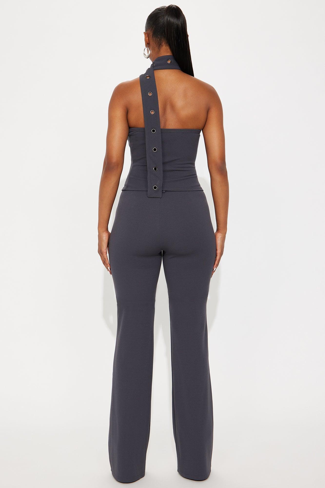 Bold Moves Grommet Pant Set - Grey Female Product Image