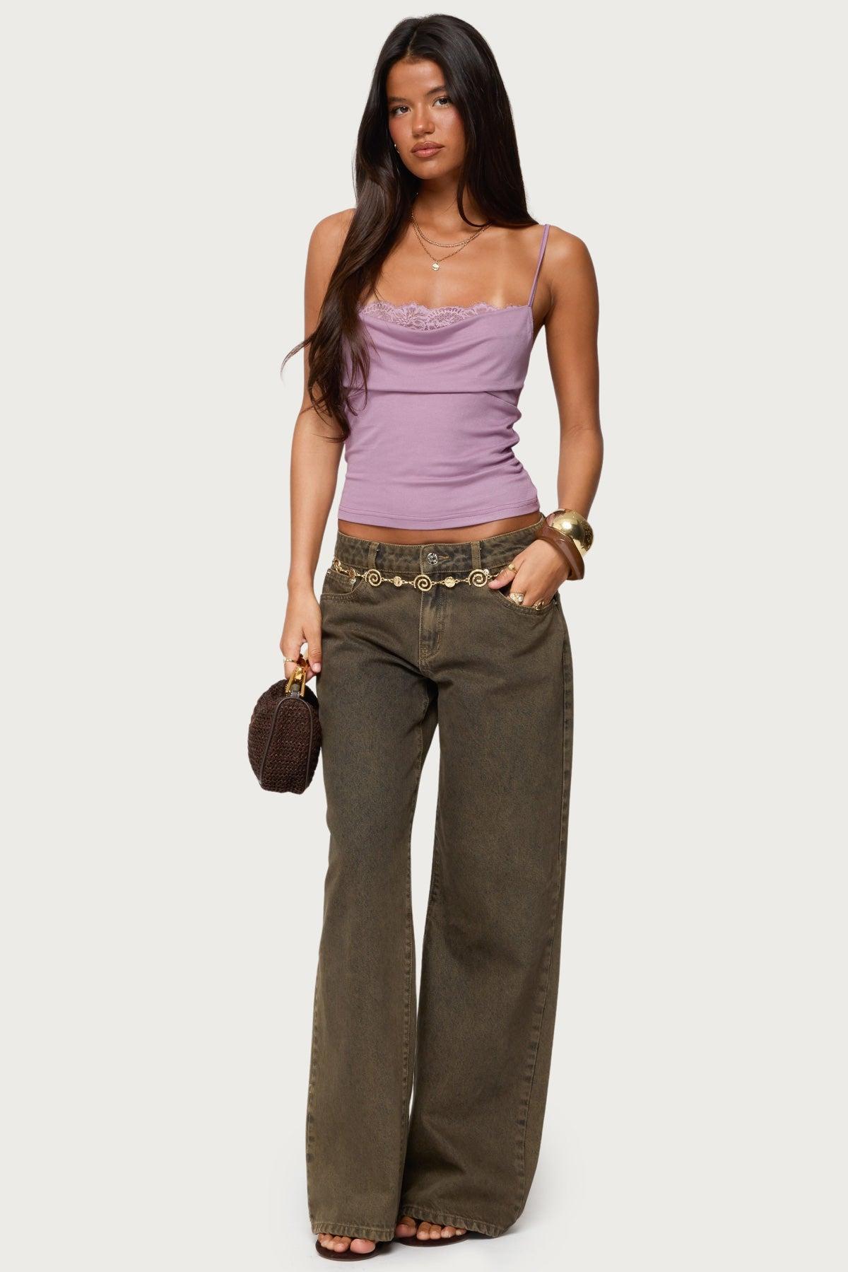 Bobbie Layered Lace Cowl Neck Top Product Image