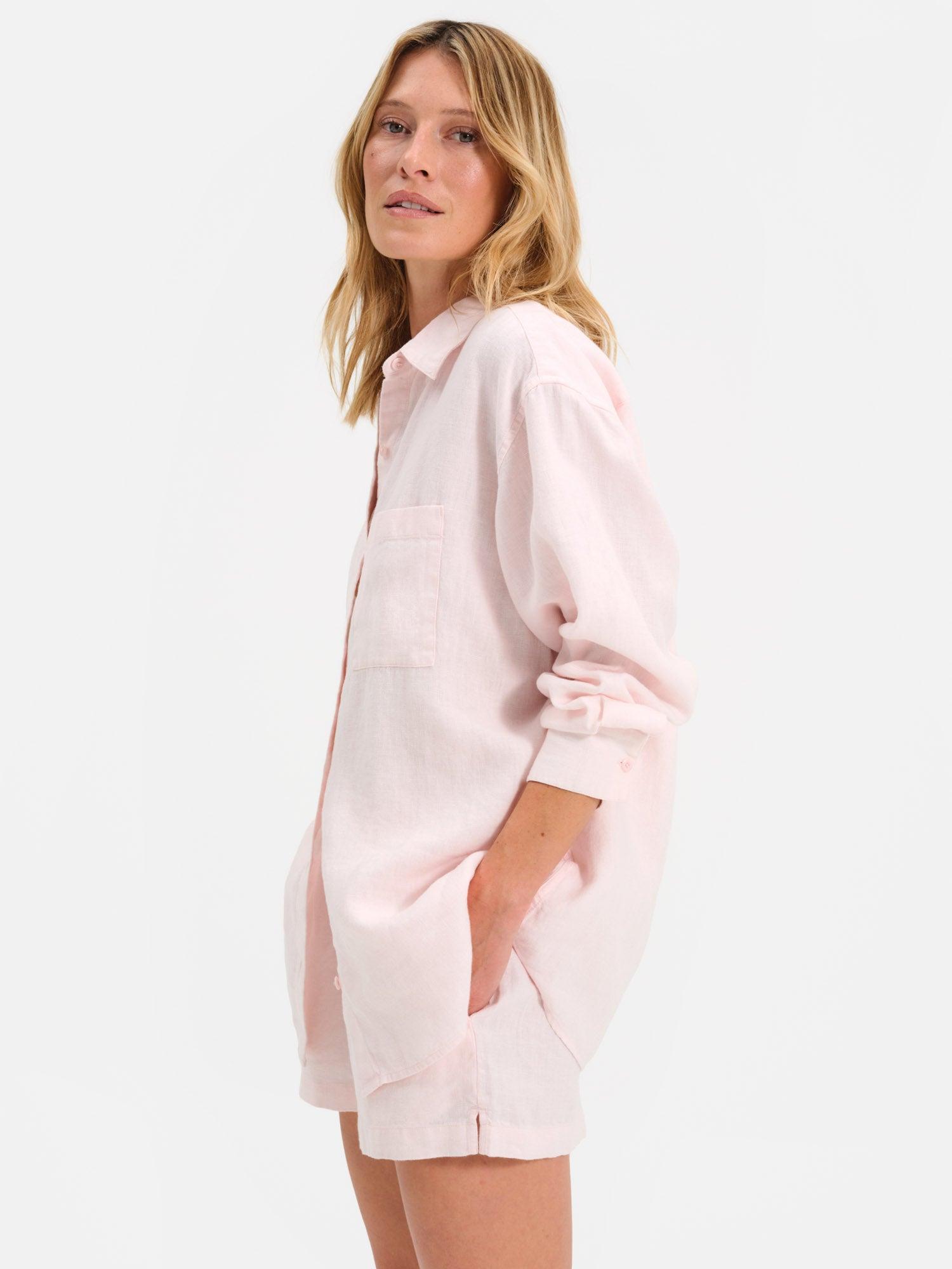 Organic Linen Oversized Button Down Female Product Image