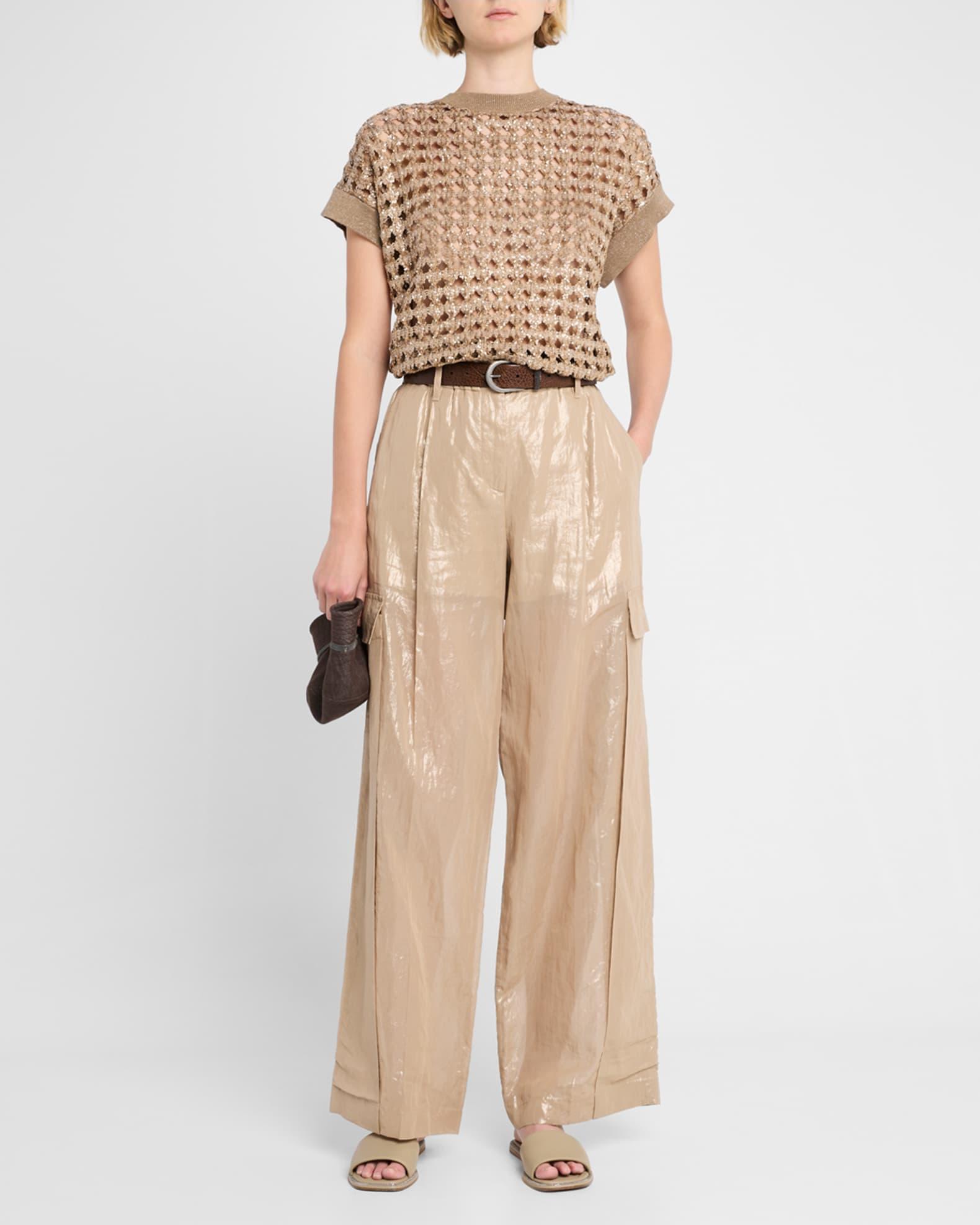 Metallic Cotton Gauze Wide-Leg Explorer Pants Product Image