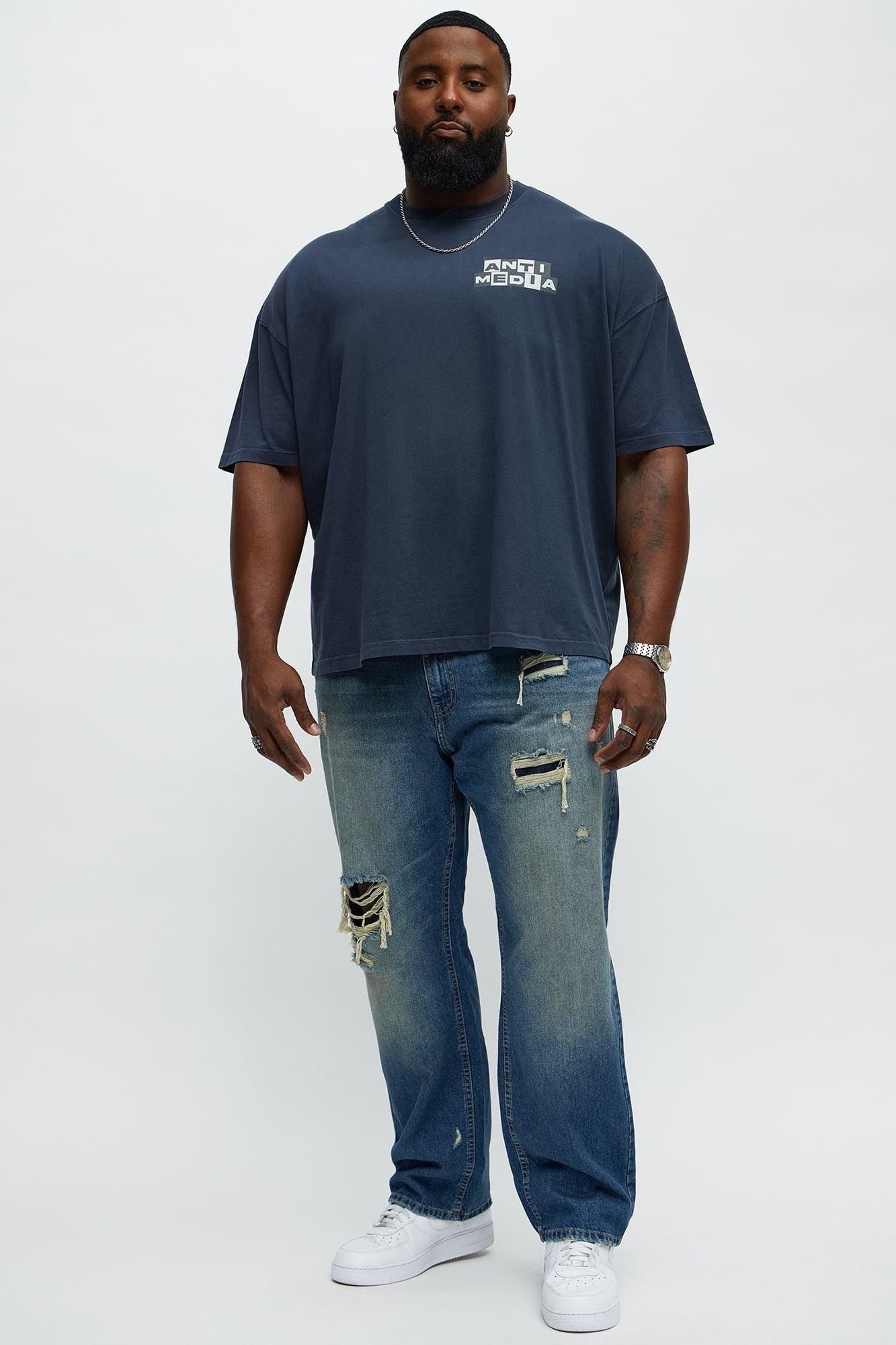 Anti Media Oversized Short Sleeve Tee - Navy Product Image