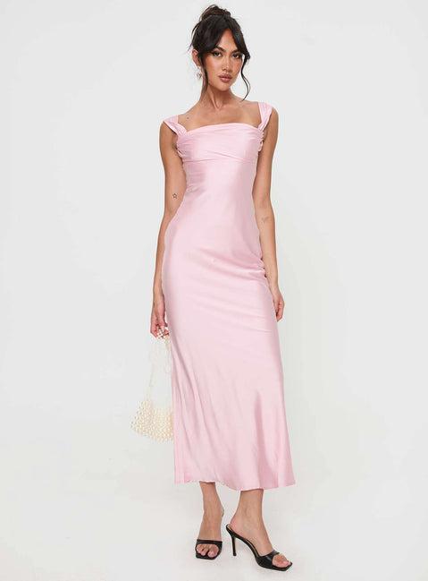 Azura Off The Shoulder Maxi Dress Pink Product Image