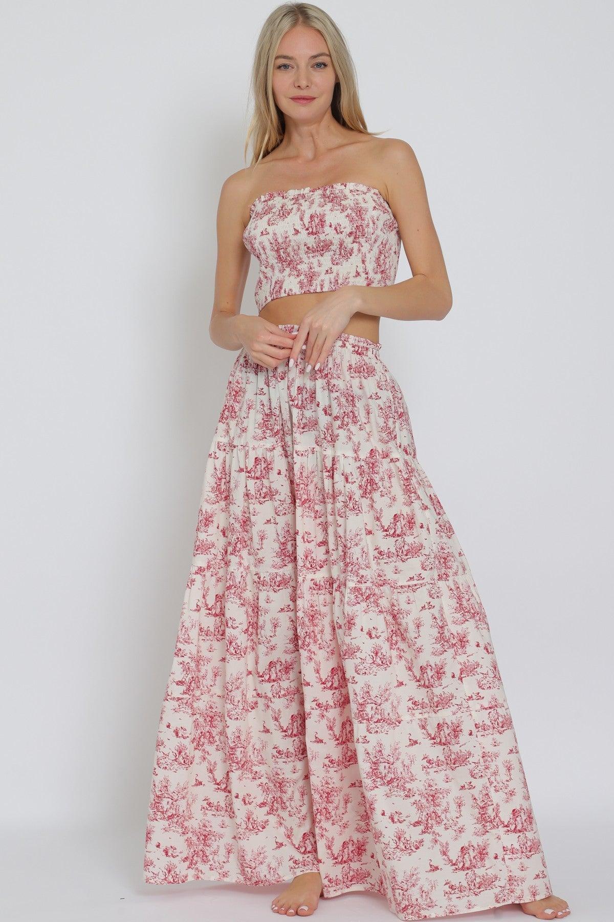 Shirred Print Tube Top Product Image