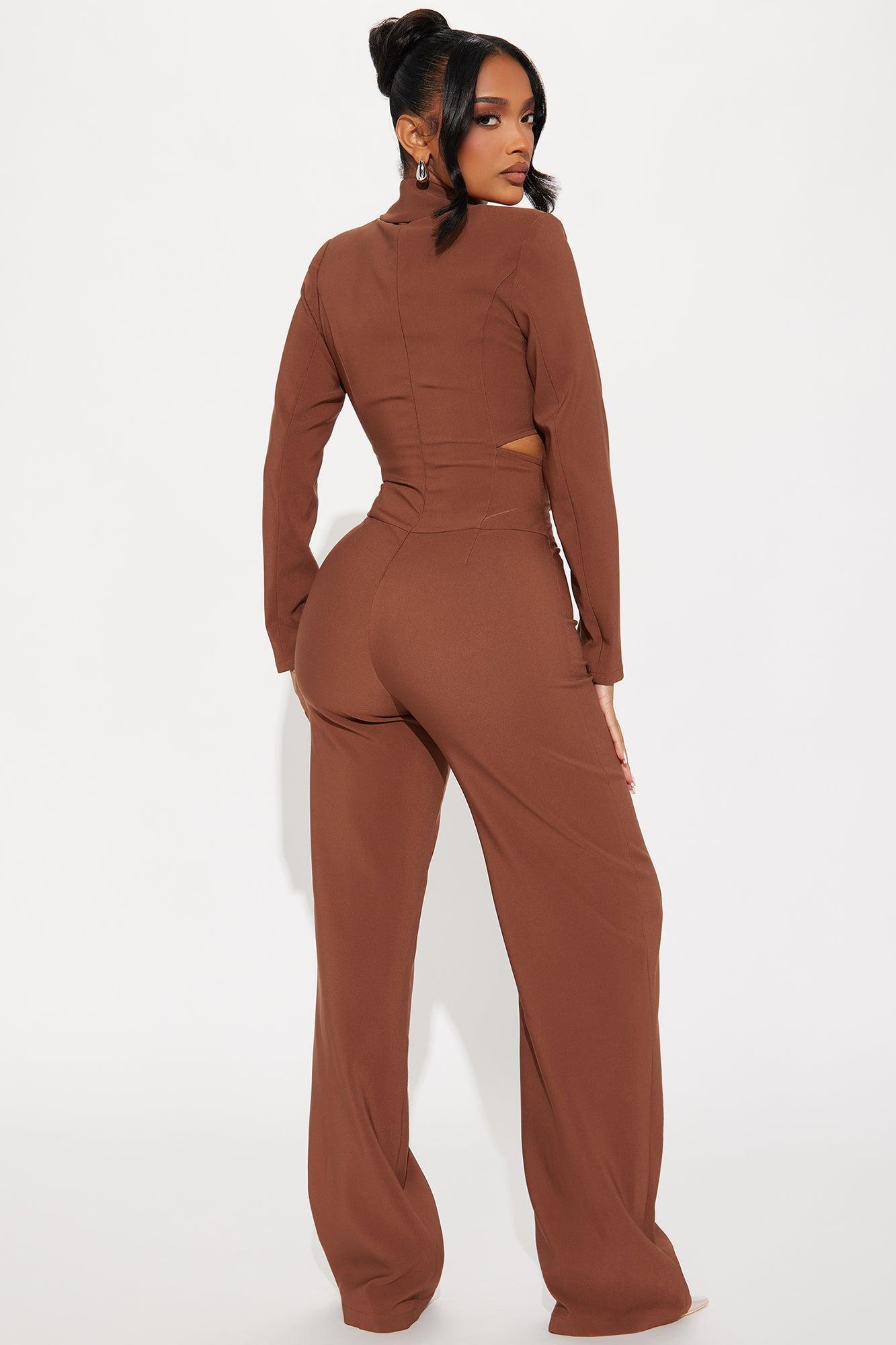 Busy Taking Calls Jumpsuit - Chocolate Product Image