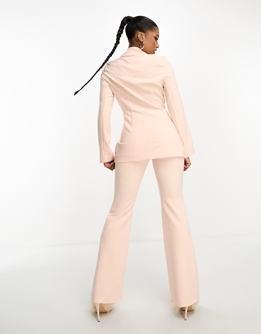 ASOS LUXE suit kickflare pants in light pink Product Image