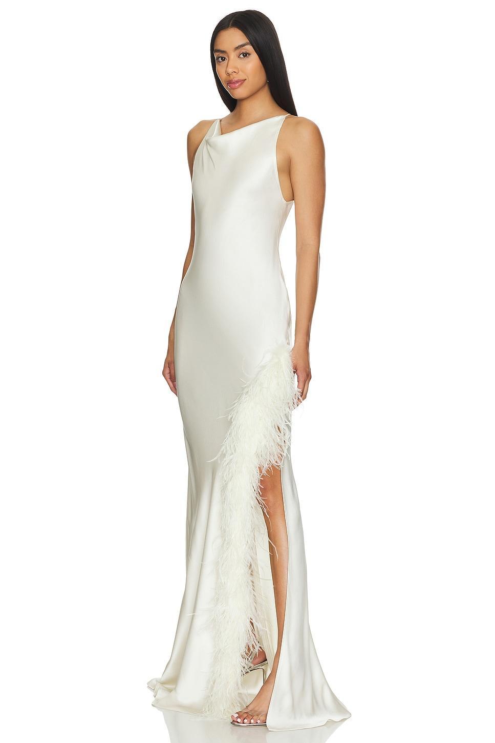 Cowl Neck Gown With Ostrich Feathers Lapointe Product Image