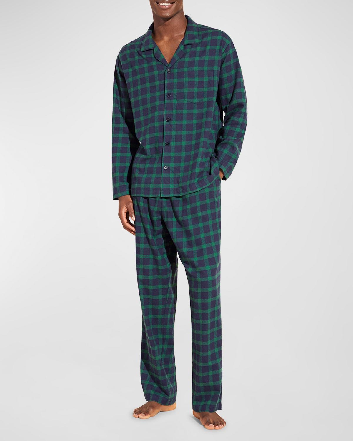 Mens Long Flannel Pajama Set Product Image