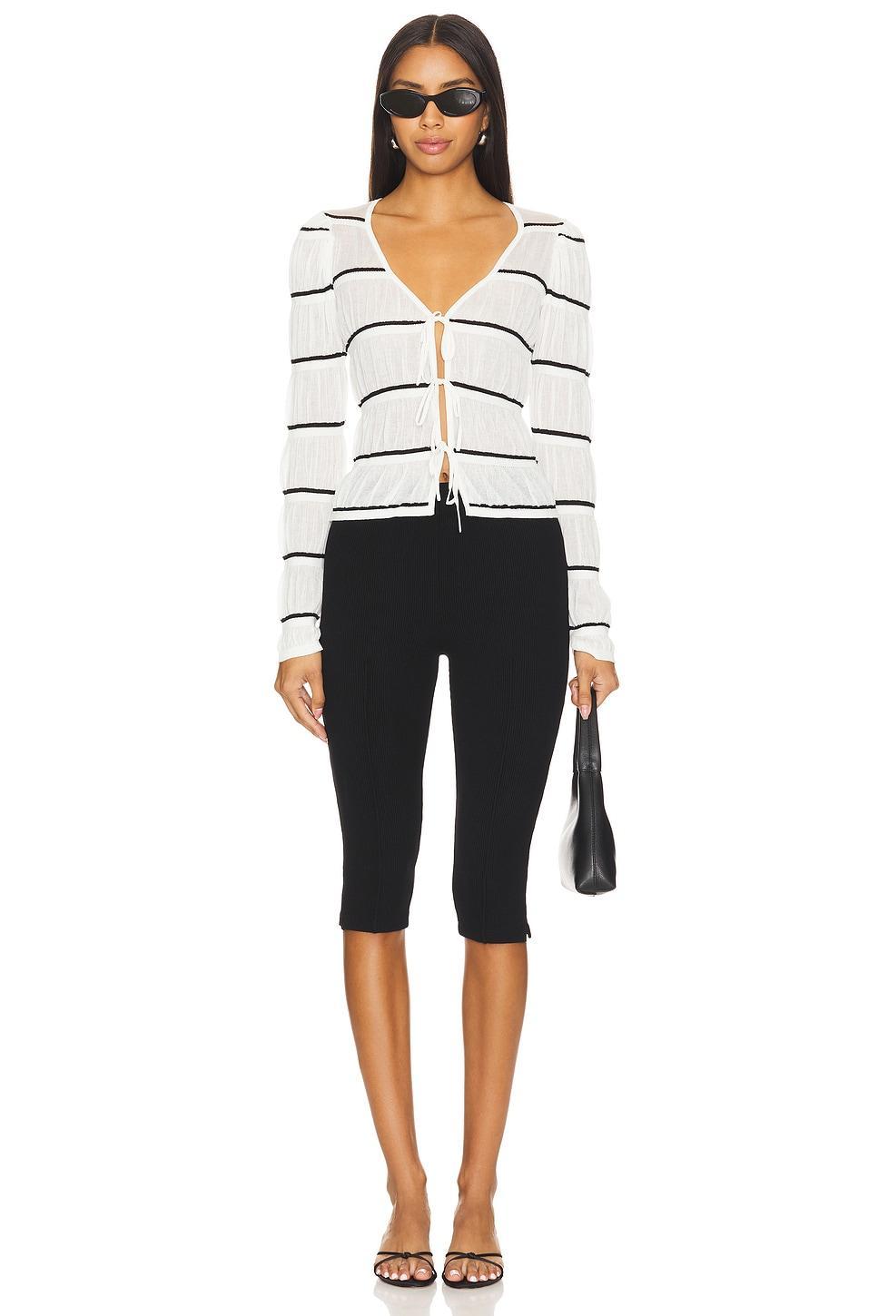 Lovers and Friends Tanya Cardigan in Cream & Black Stripe Product Image