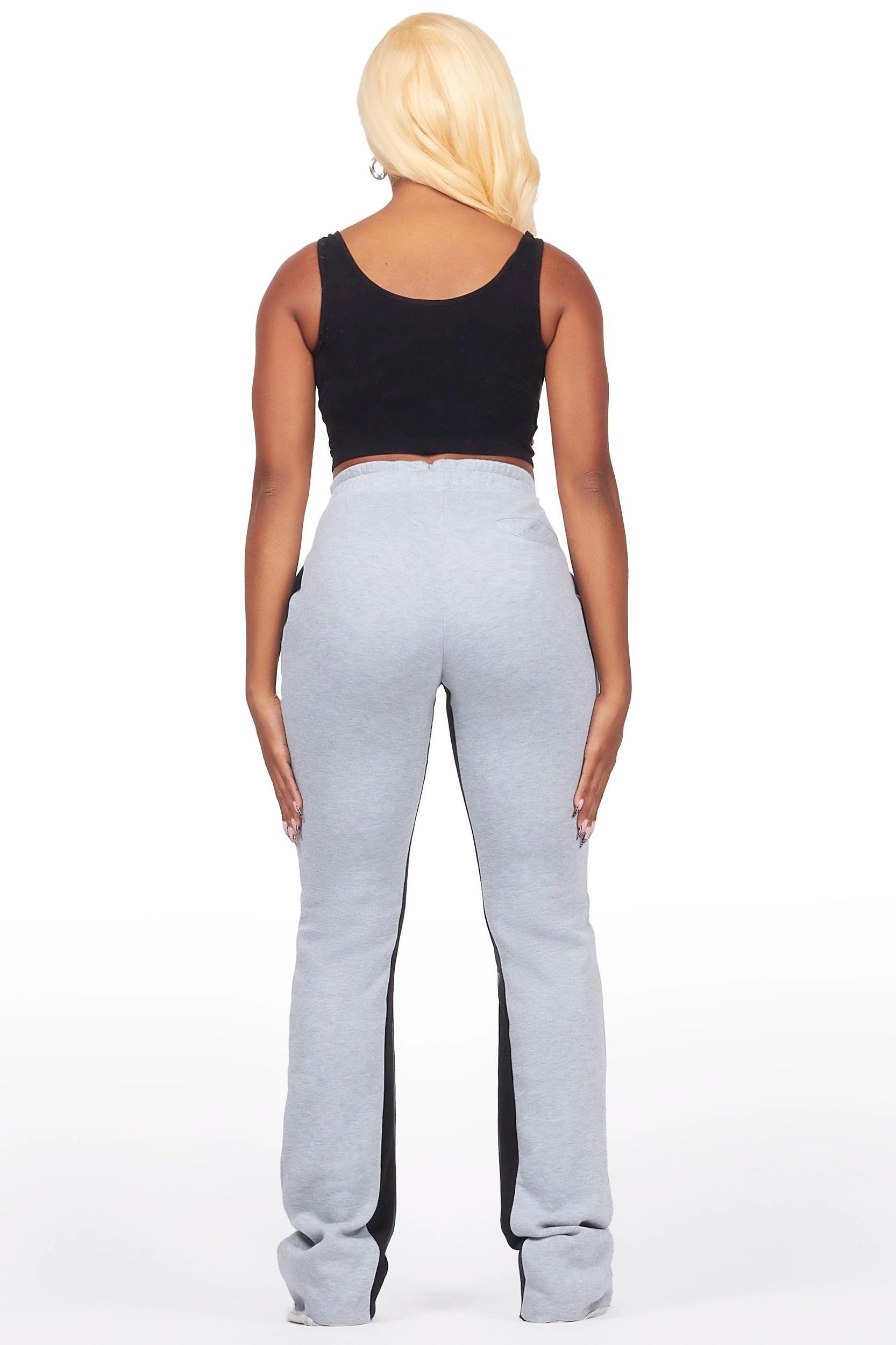 Juatica Heather Grey Baggy Stacked Track Pant Female Product Image