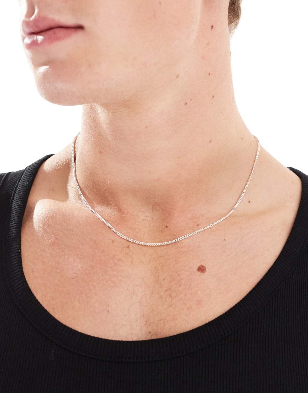 ASOS DESIGN sterling silver short chain necklace in silver  Product Image