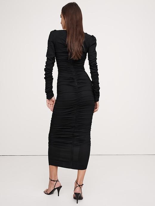 Crepe Ruched Midi Dress Product Image