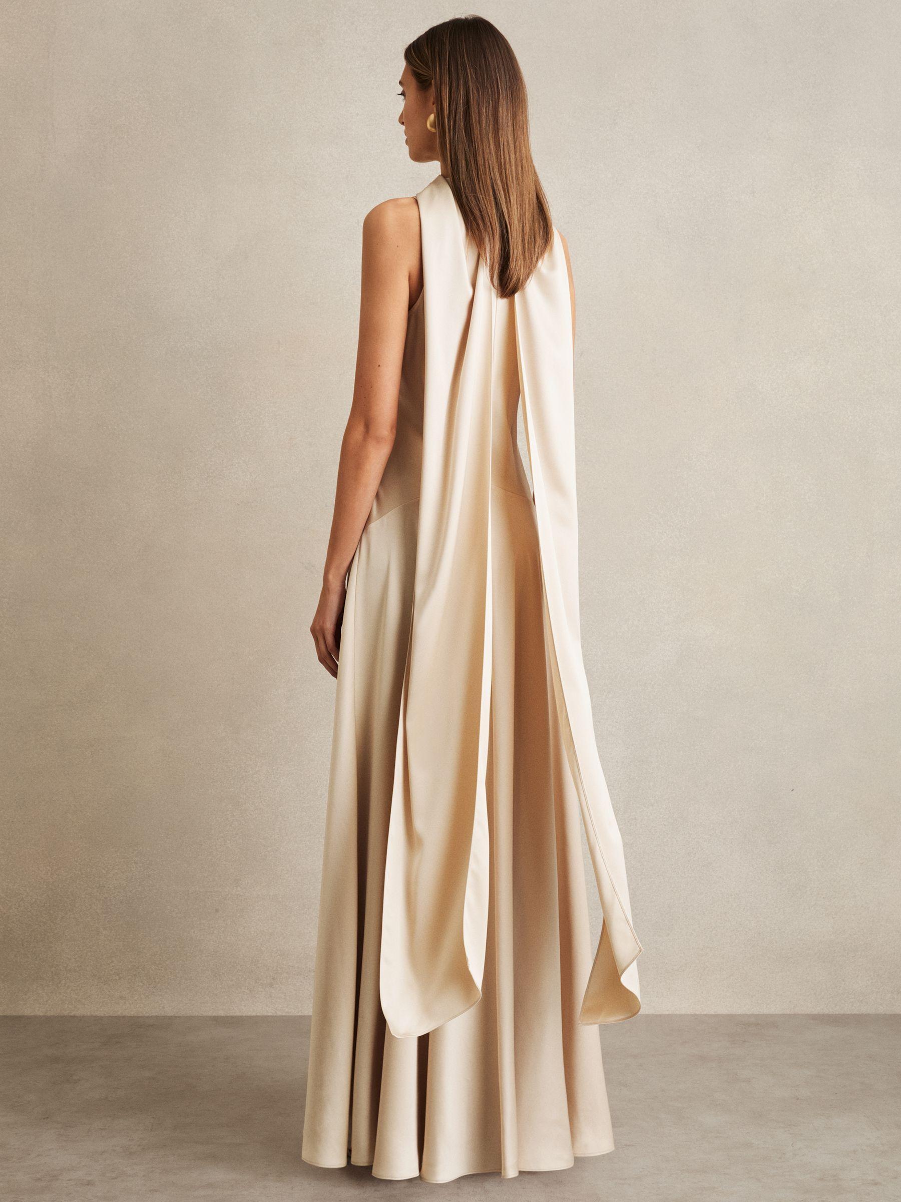 Satin Cape Maxi Dress in Champagne Product Image