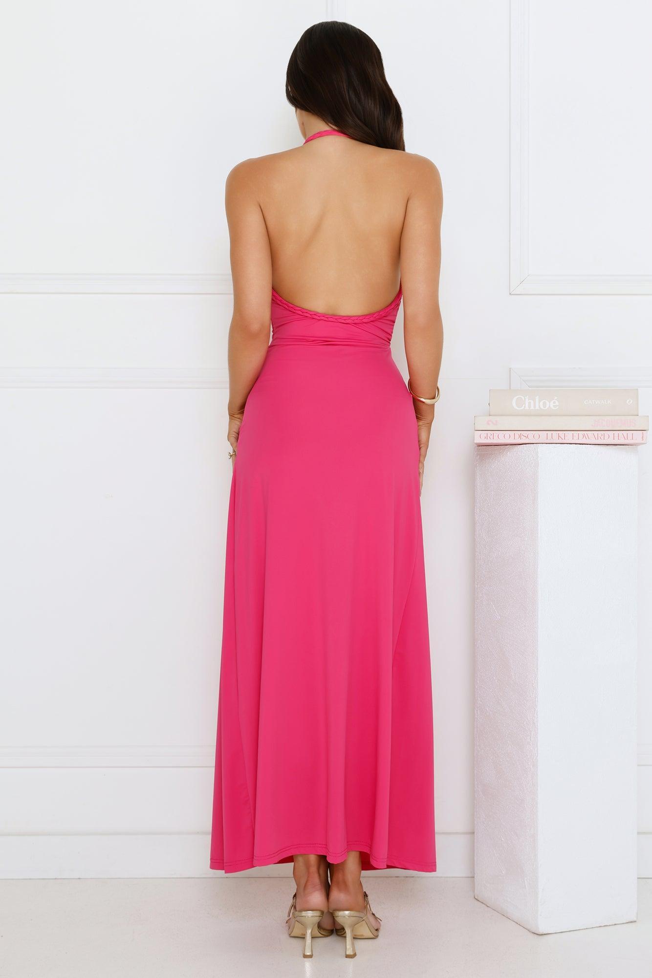 Neon Noir Halter Maxi Dress Pink Product Image