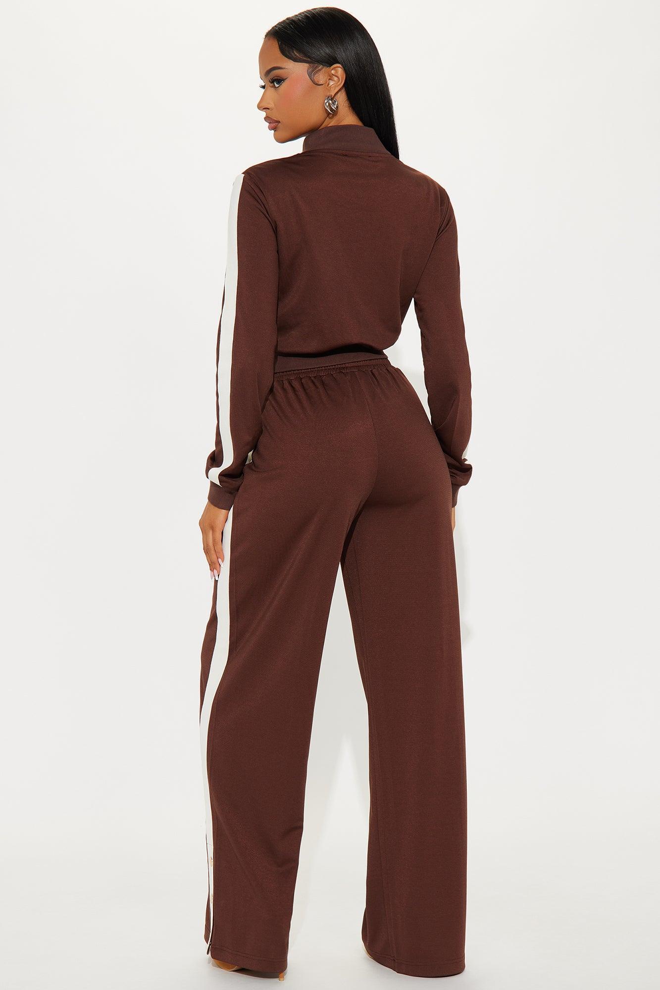 Hanging Out Later Pant Set - Chocolate Product Image