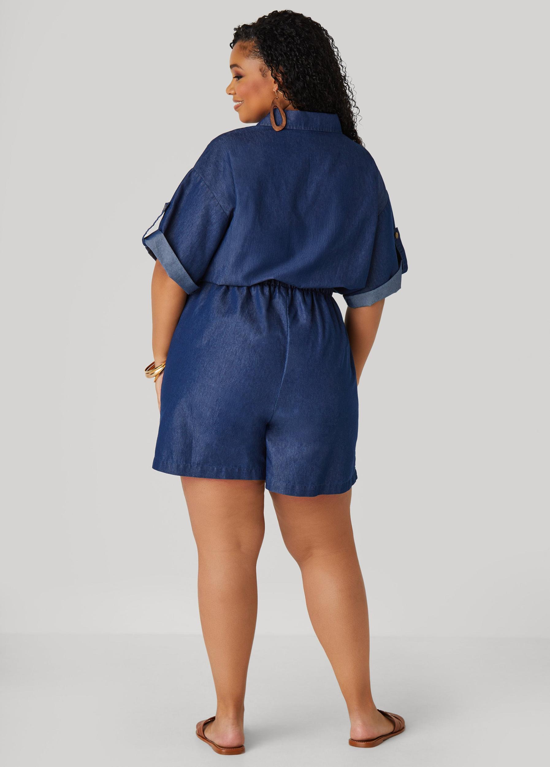 Cuffed Chambray Romper Product Image