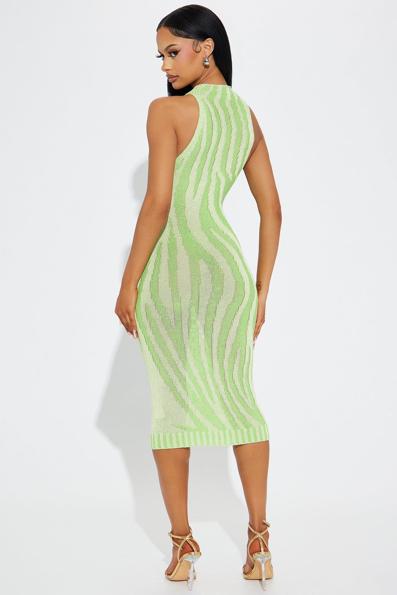 Zoya Knit Midi Dress - Lime Product Image