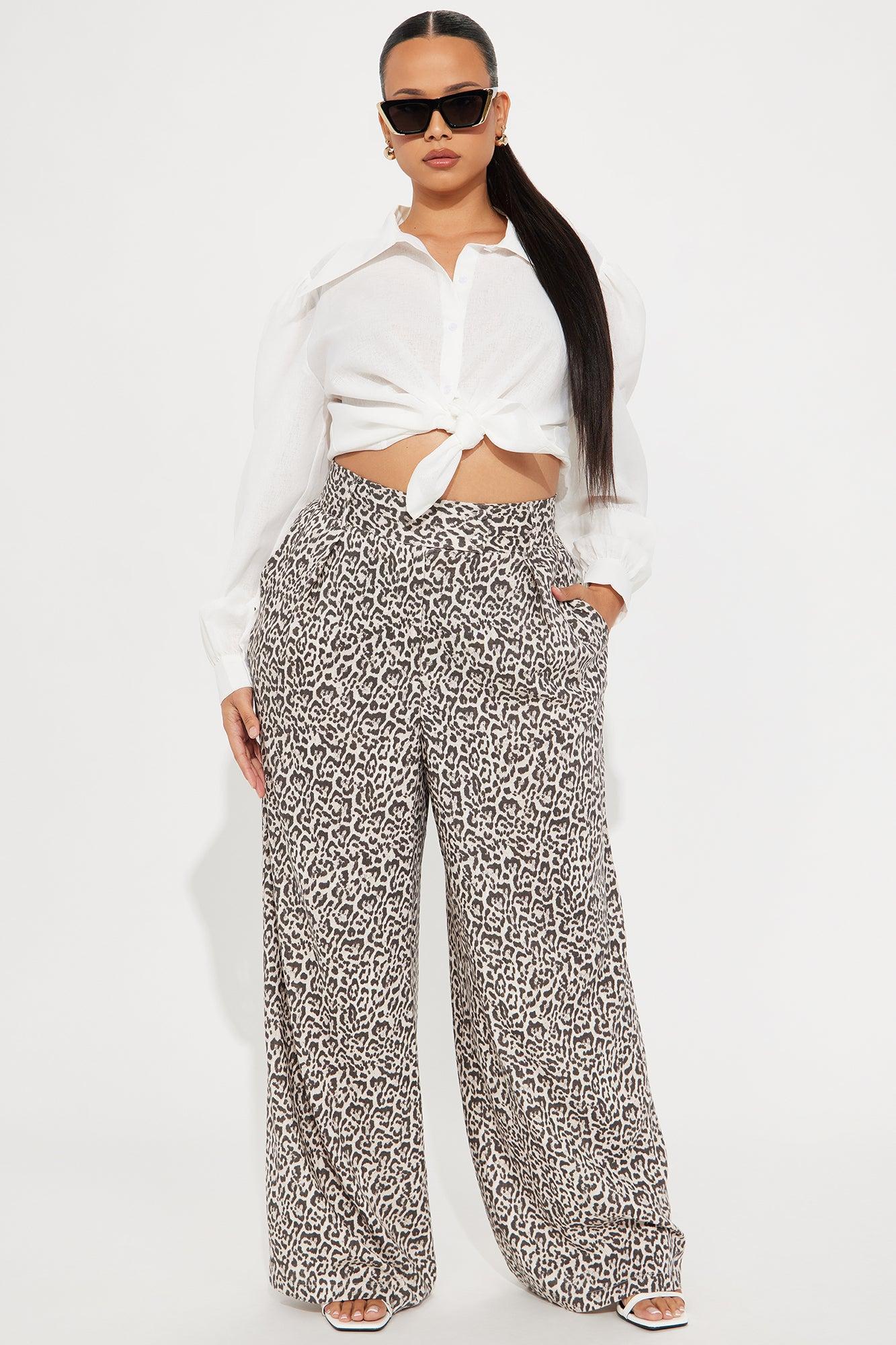 Lily Leopard Linen Pant - Brown/combo Product Image