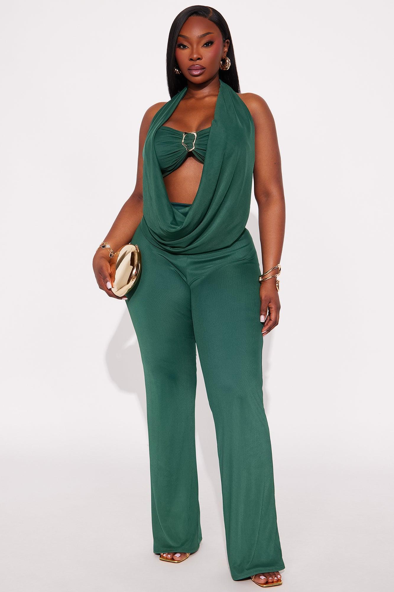 Stolen Glances Mesh Halter Jumpsuit - Hunter Female Product Image