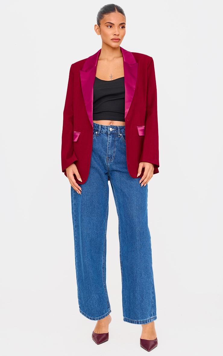 Burgundy Tuxedo Oversized Blazer Product Image