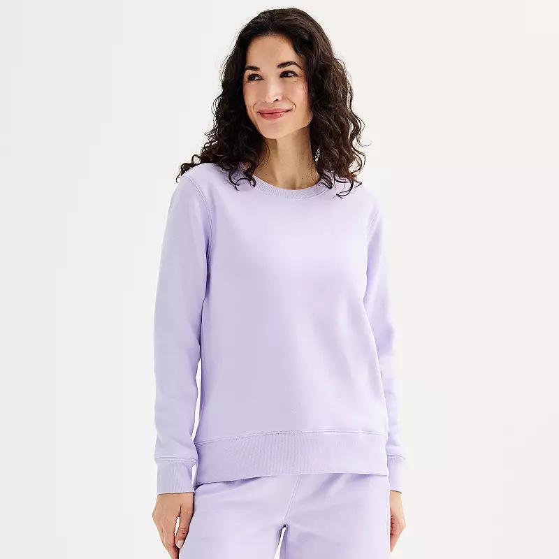 Petite Tek Gear Ultrasoft Fleece Crewneck Pullover, Womens Pink Grigio Product Image