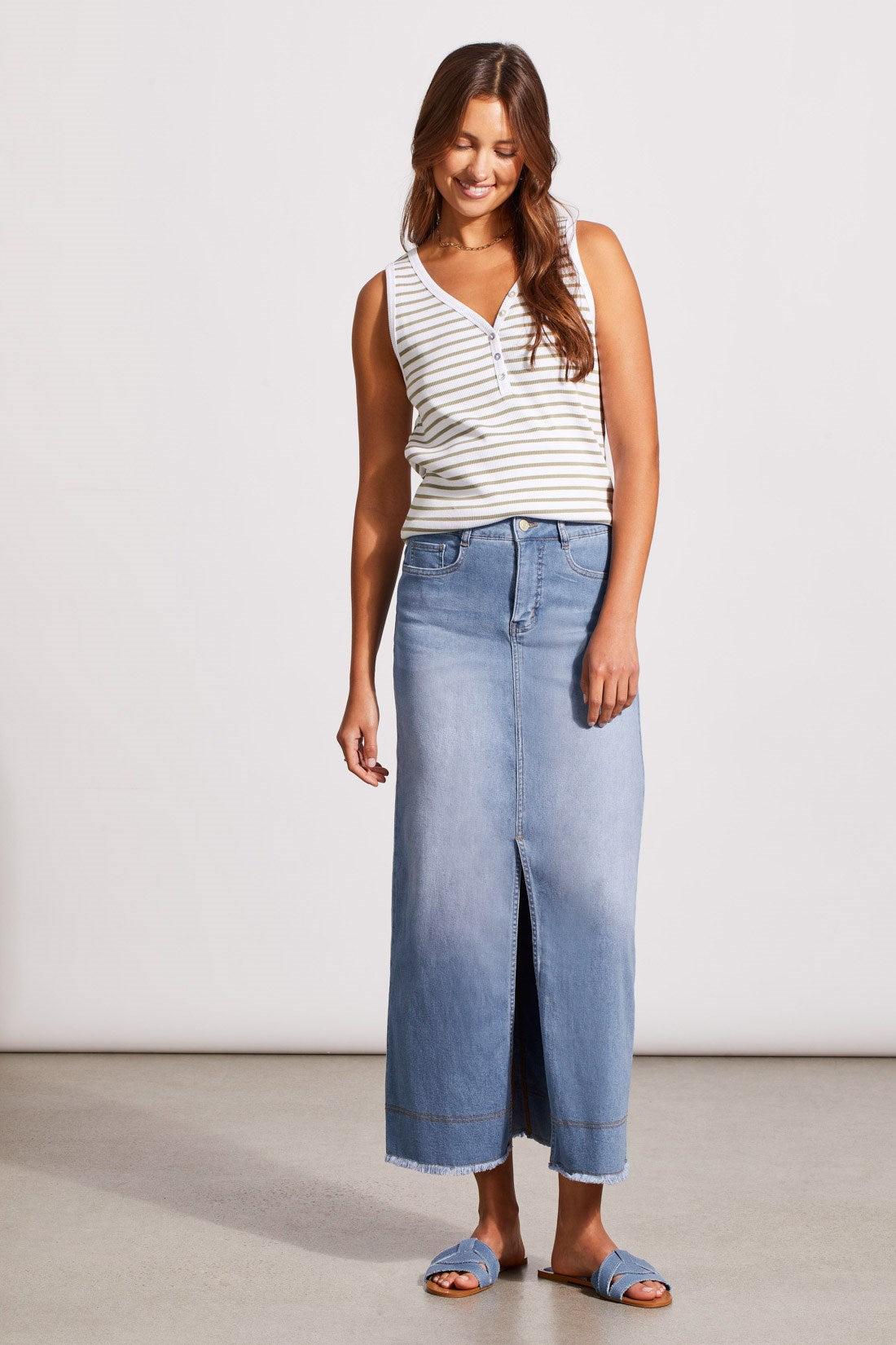 FULL-LENGTH DENIM SKIRT WITH FRONT SLIT Product Image