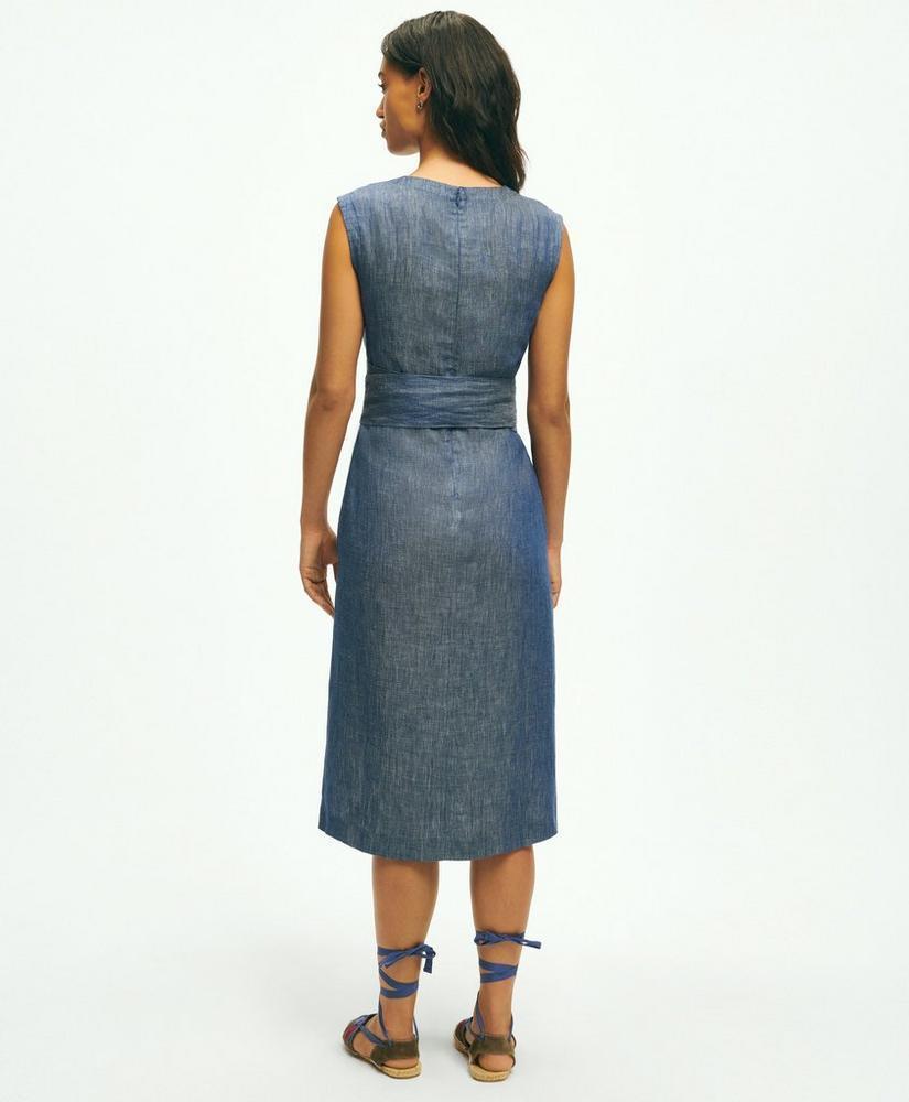 Linen Fit-And-Flare Belted Dress Product Image