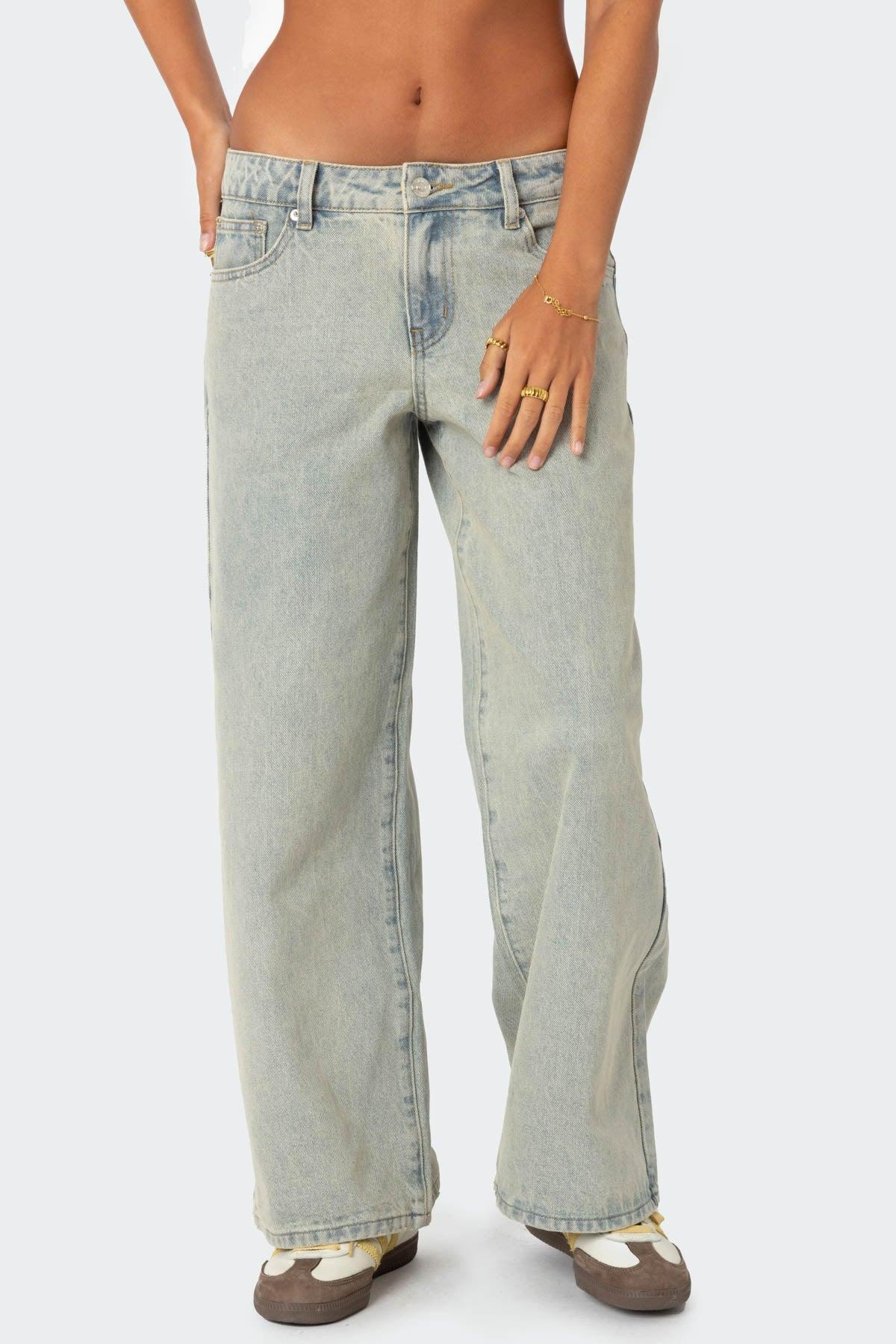 Petite Magda Low Rise Acid Wash Jeans Product Image