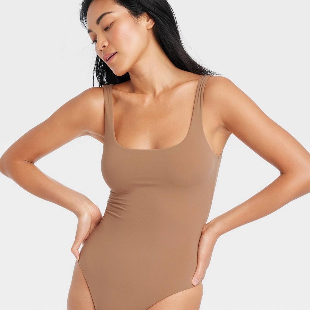 Womens 4-Way Stretch Tank Bodysuit - Auden Brown XL Product Image