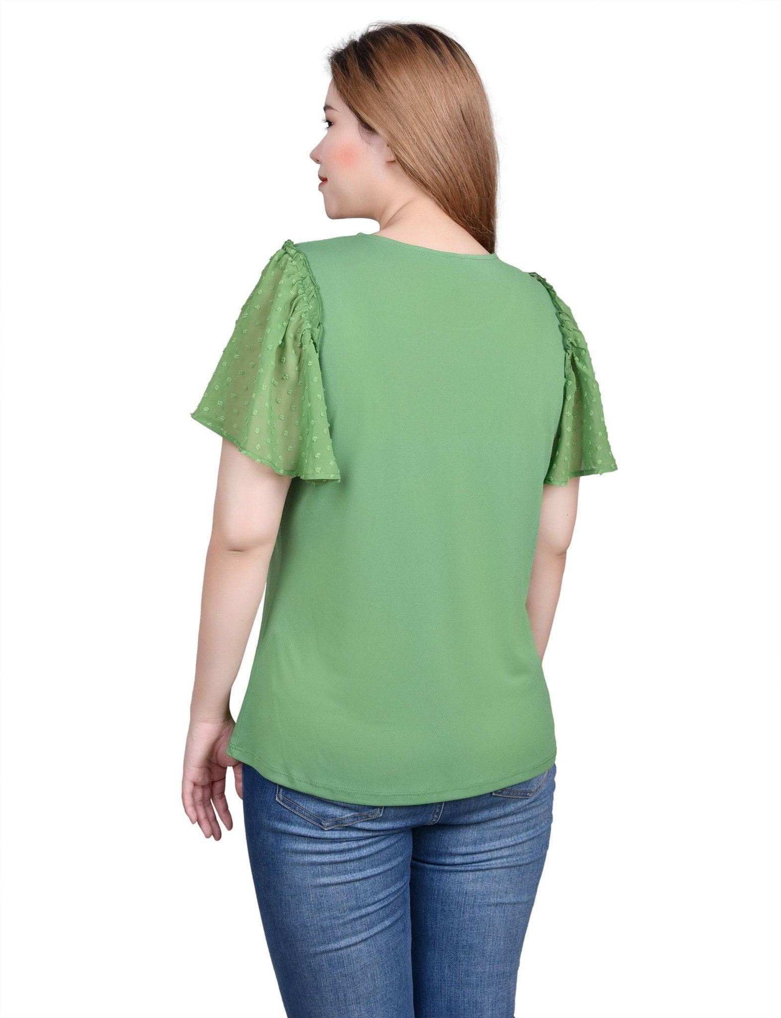 Clip Dot Flutter Sleeve Top Product Image