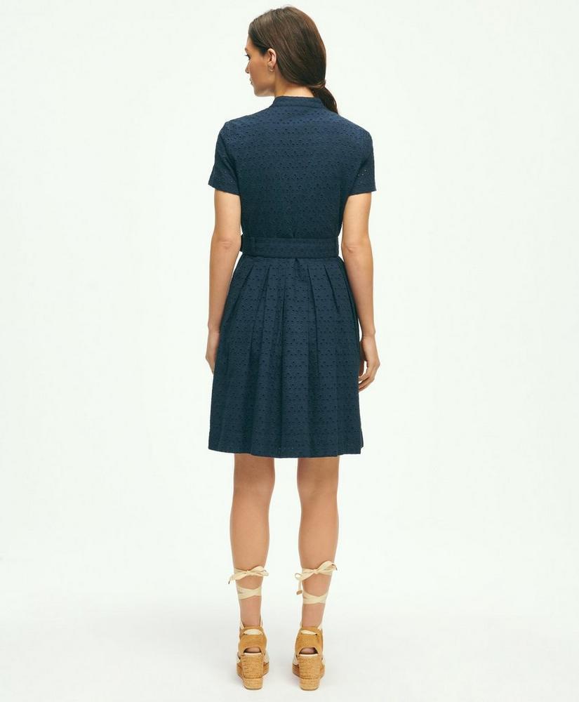 Eyelet Belted Shirt Dress In Cotton Product Image