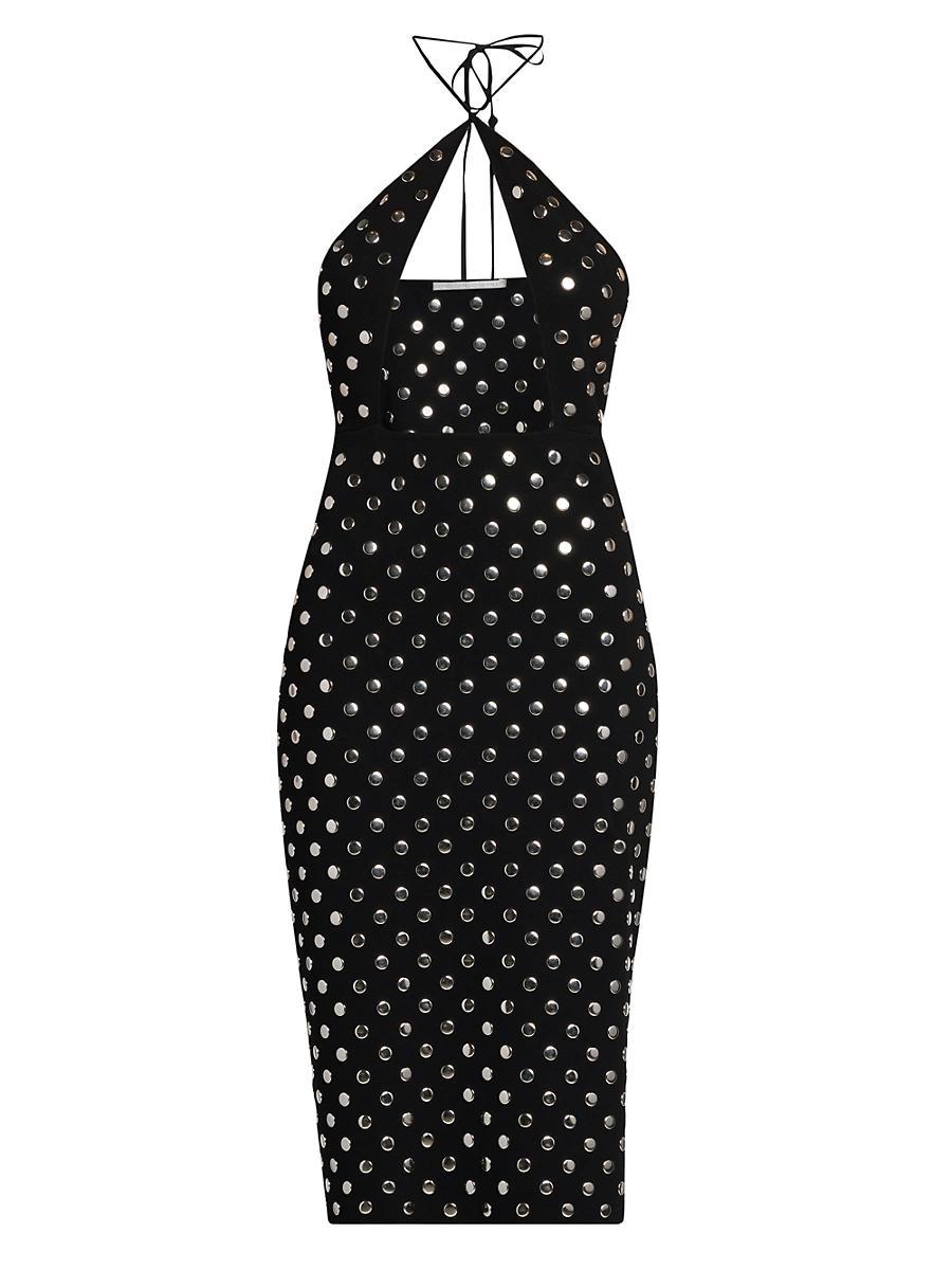 Womens Studded Cut-Out Halter Midi-Dress Product Image