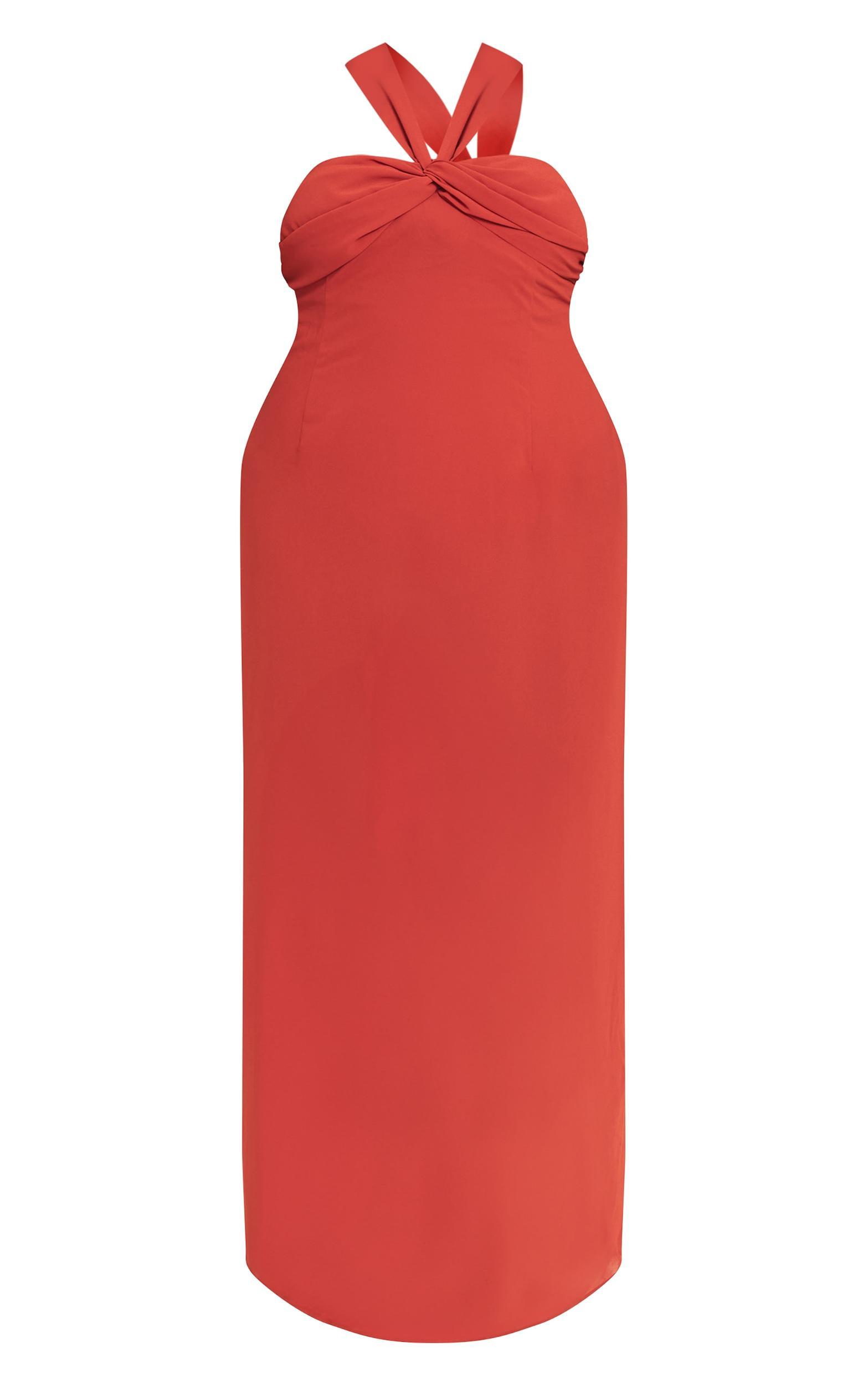 Plus Rust Ruched Chiffon Maxi Beach Dress Product Image