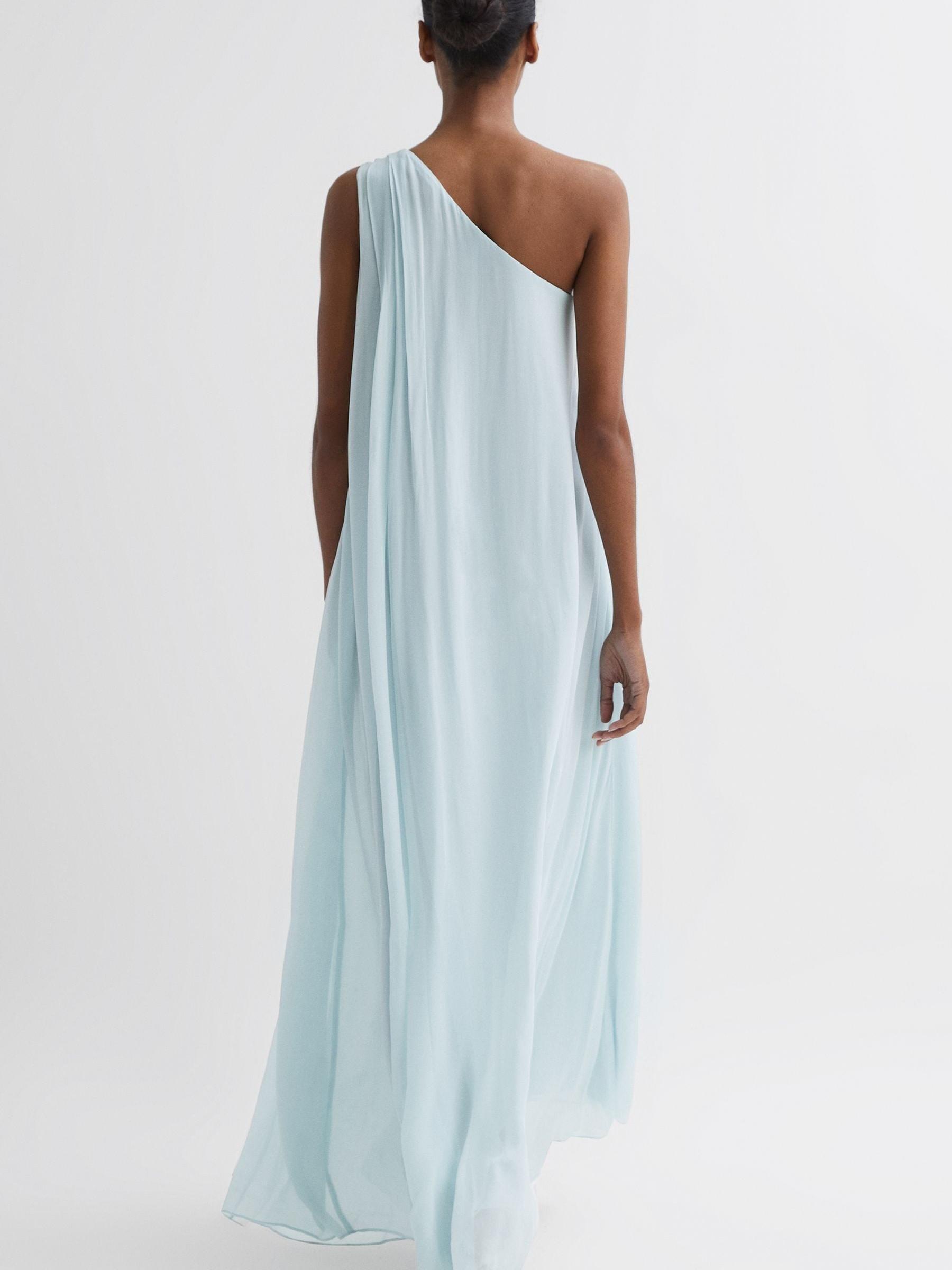 One Shoulder Maxi Dress in Green Product Image